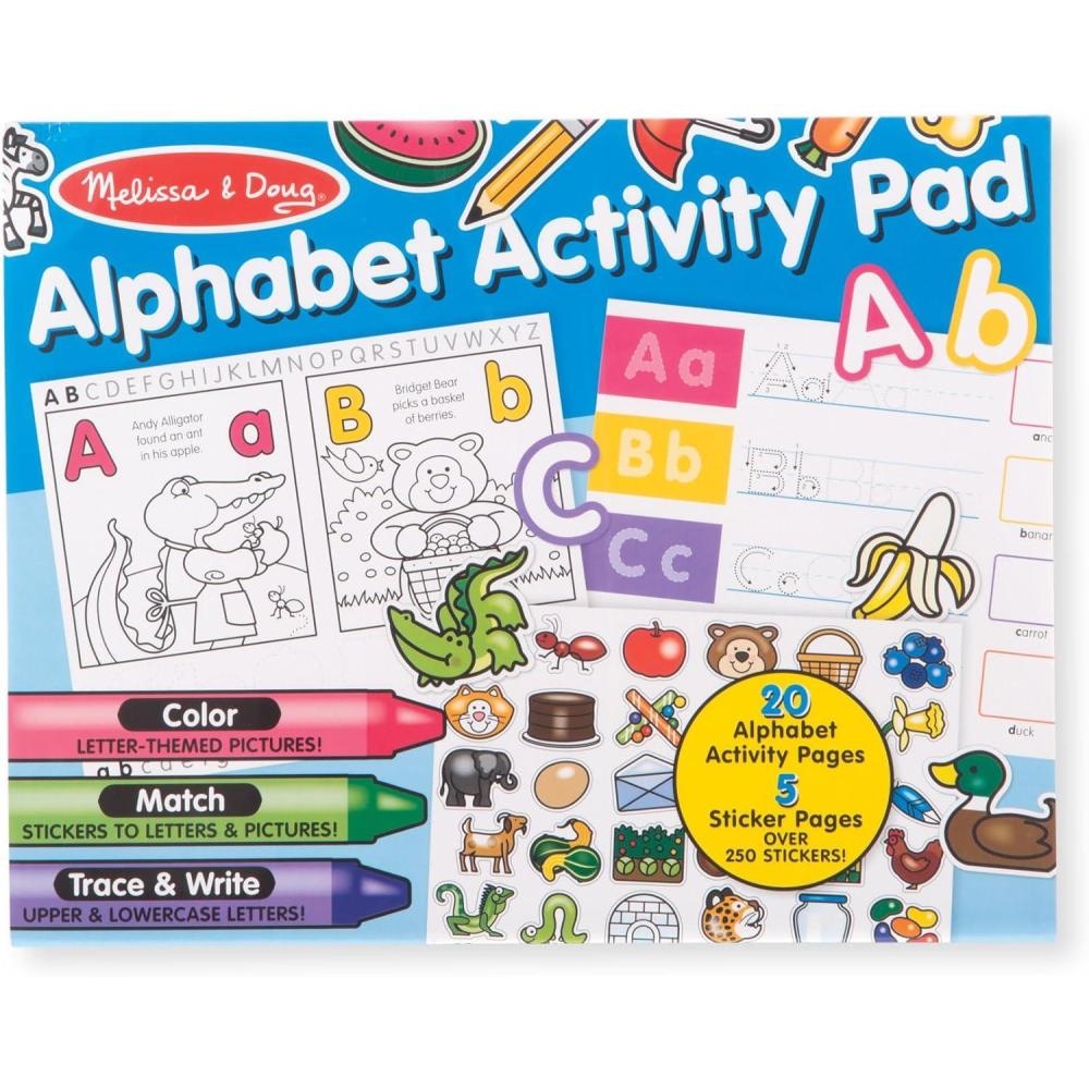 imageMelissa ampamp Doug Alphabet Activity Sticker Pad for Coloring Letters 250 Stickers  FSC Certified1405 x 1105 x 02