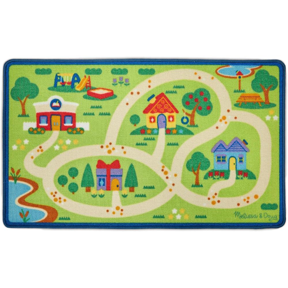 imageMelissa ampamp Doug Blues Clues ampamp You Blues Neighborhood Activity Rug 44 Inches x 26 Inches Rug 9 Wooden Play Pieces