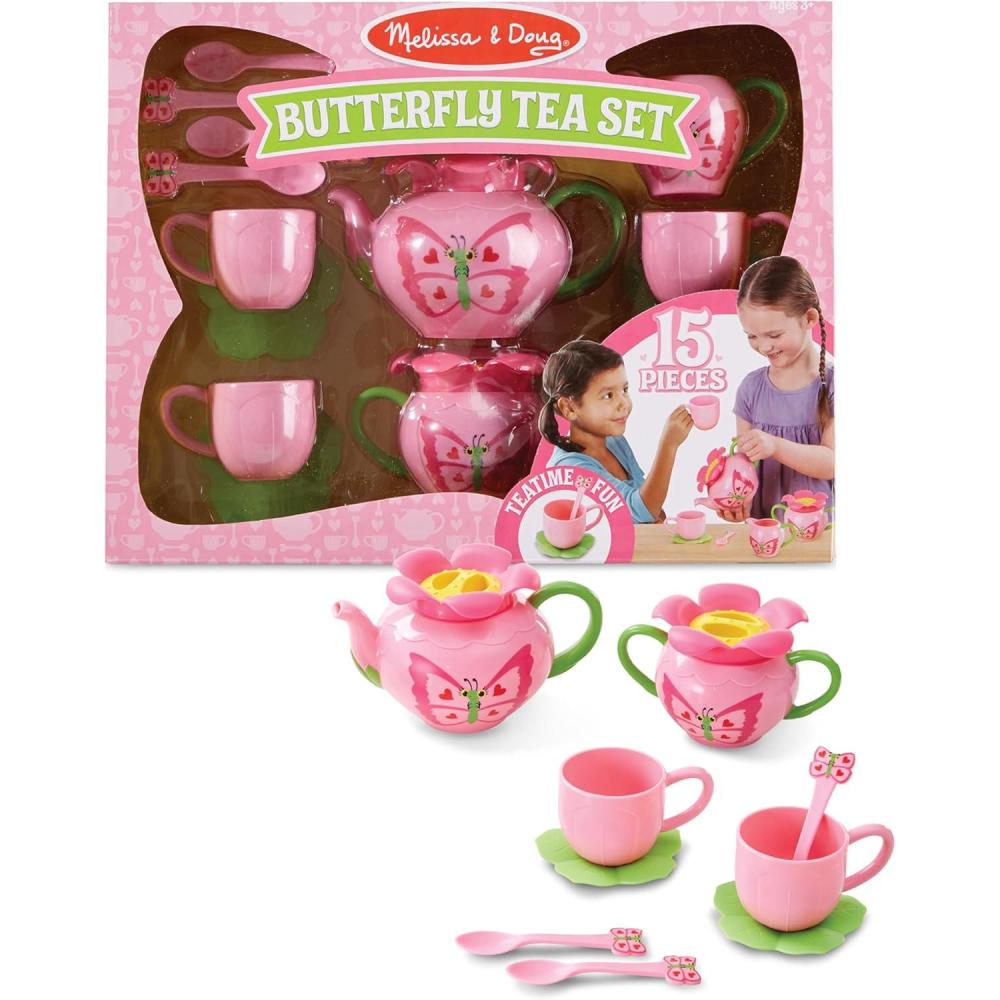 imageMelissa ampamp Doug Butterfly Tea Set 15 pcs  Play Food Accessories