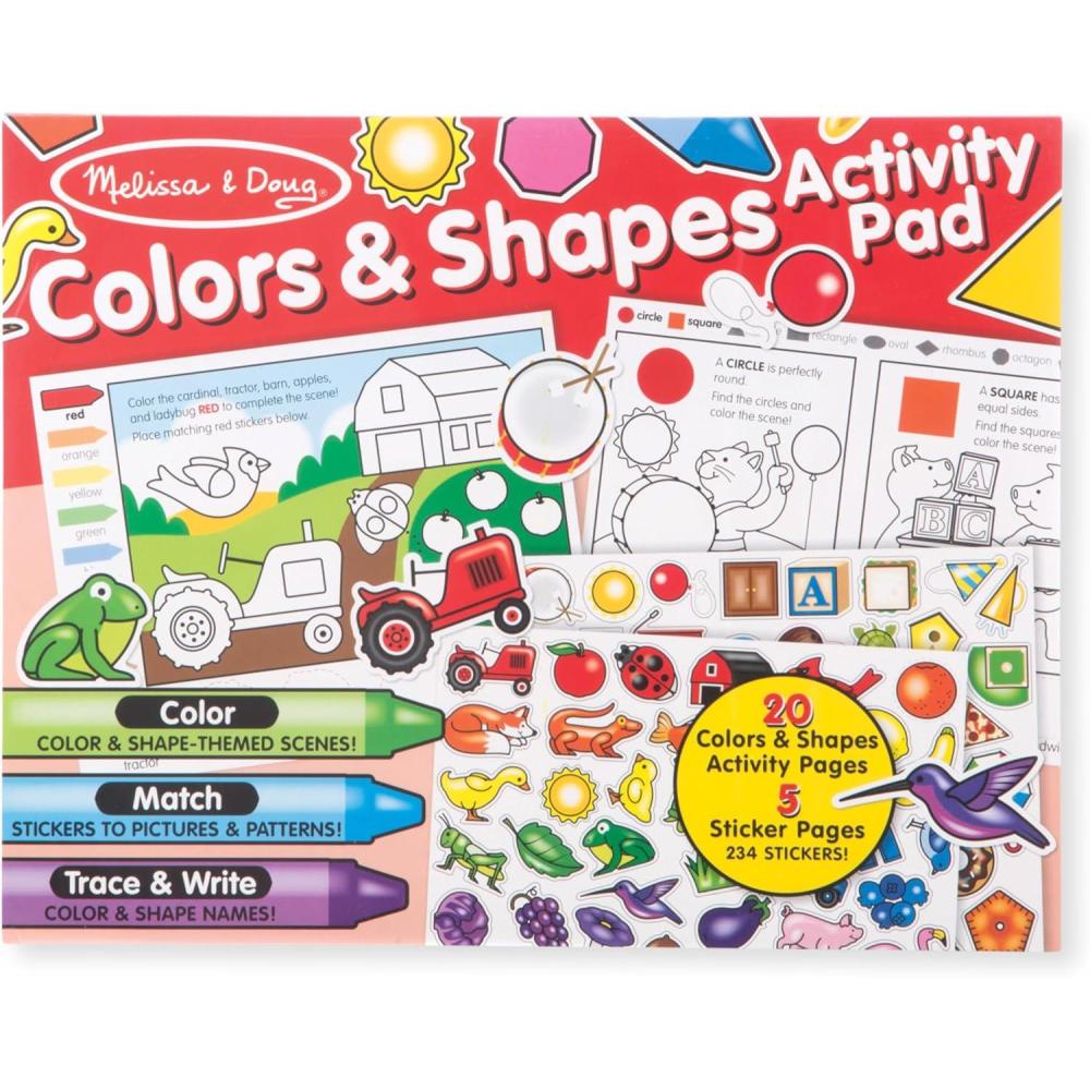 imageMelissa ampamp Doug Colors and Shapes Coloring and Sticker Activity Pad  FSCCertified Materials