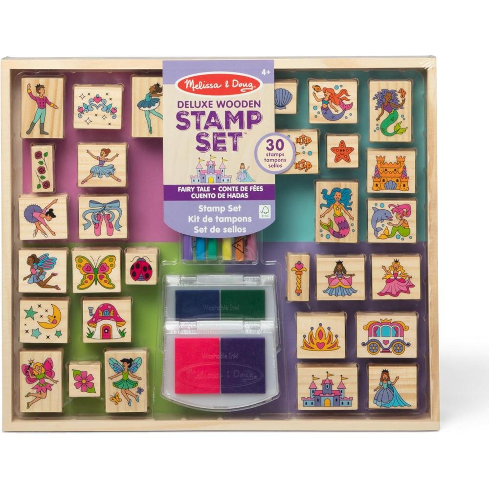 imageMelissa ampamp Doug Deluxe Wooden Stamp Set Animals  30 Stamps 6 Markers 2 Stamp PadsFairy Tale