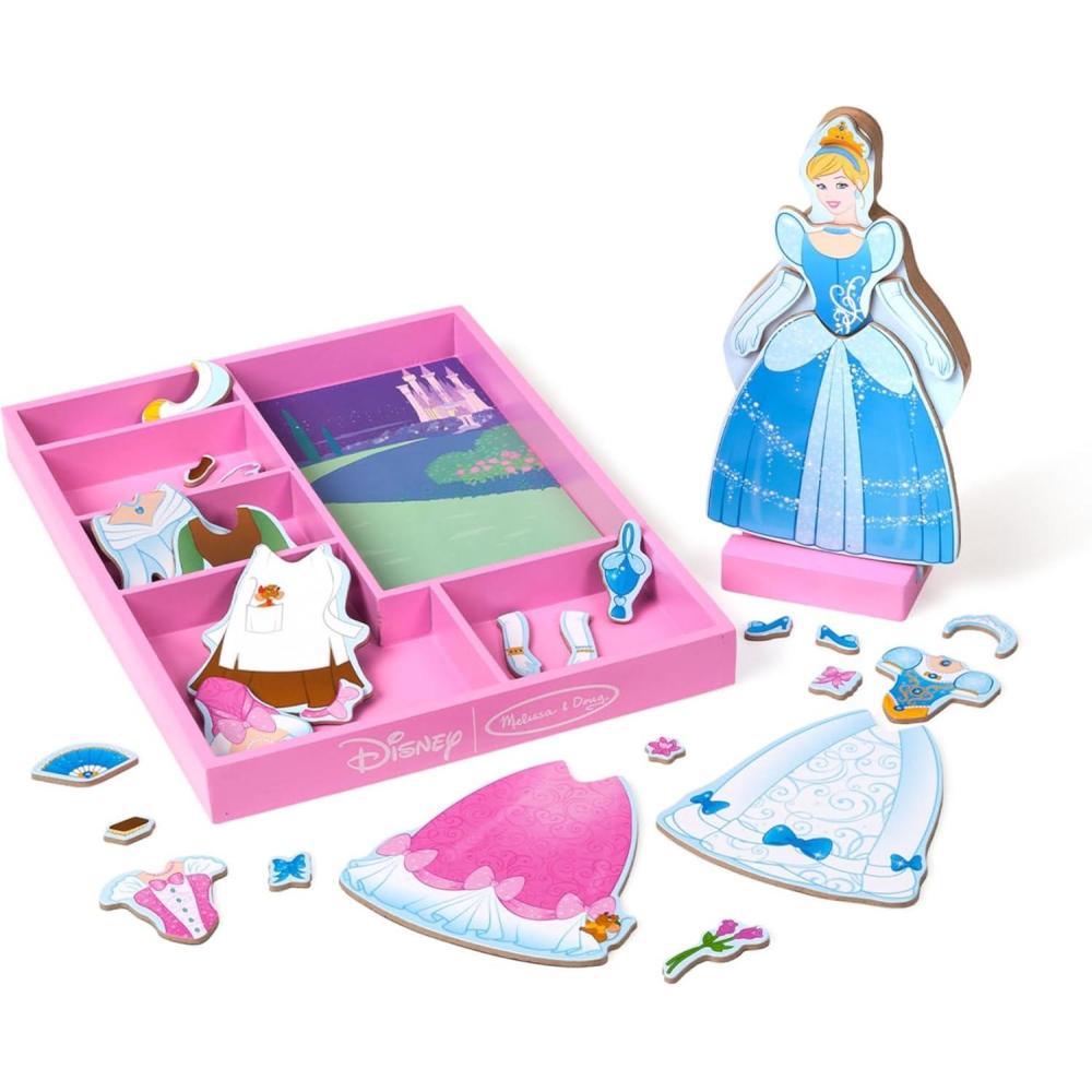 imageMelissa ampamp Doug Disney Ariel Magnetic Wooden DressUp Doll Pretend Play Set 35 Pieces Magnetic Dolls Pretend Play ampamp Preschool Toys for Kids Ages 3Cinderella