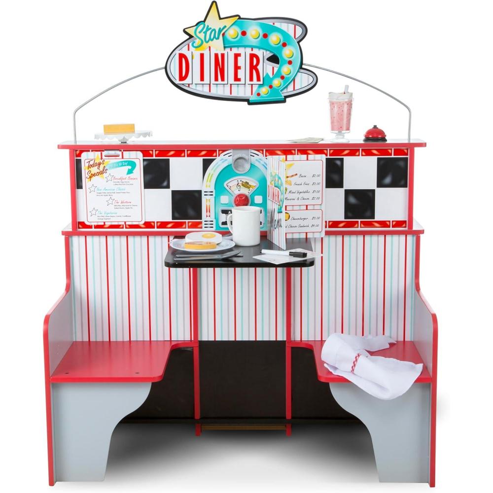 imageMelissa ampamp Doug DoubleSided Wooden Star Diner Restaurant Play Space
