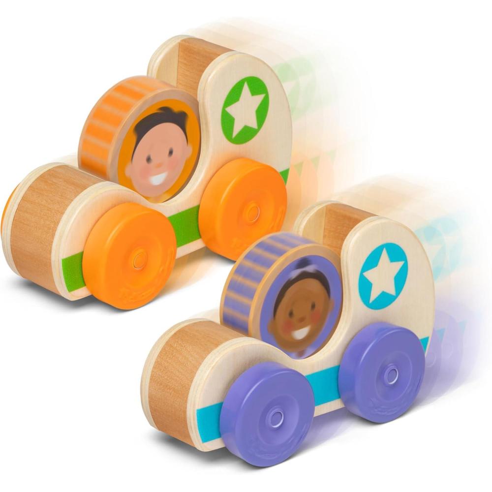 imageMelissa ampamp Doug GO Tots Wooden Star Cars 2 Cars 2 Disks Stacking Toys for Infants Hand Push Vehicles Wooden Car Toys for Toddlers Ages 1  FSCCertifiedStar Cars