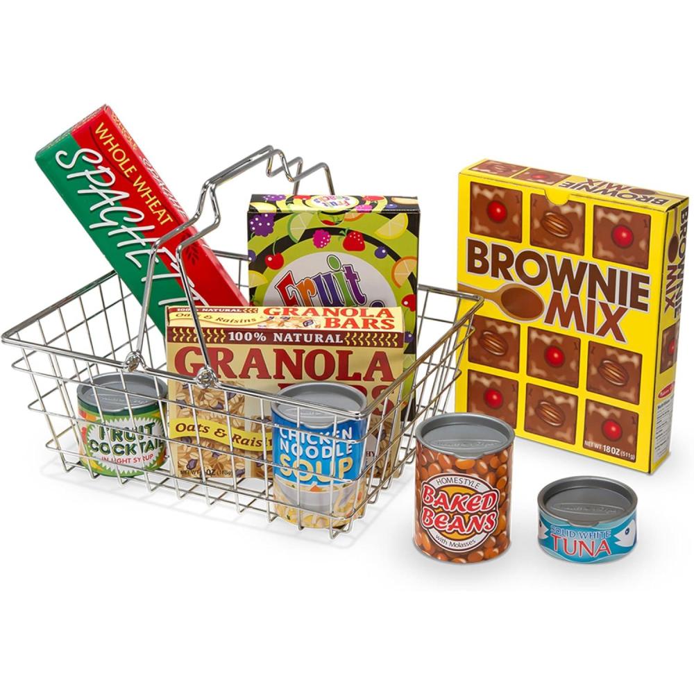 imageMelissa ampamp Doug Grocery Basket  Pretend Play Toy with Heavy Gauge Steel ConstructionGrocery Basket