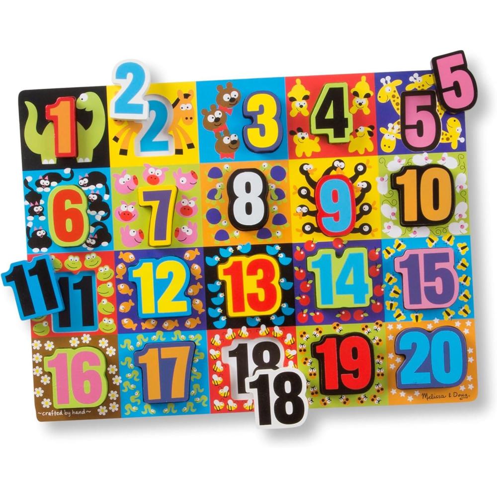 imageMelissa ampamp Doug Jumbo Numbers Wooden Chunky Puzzle 20 pcsNumbers