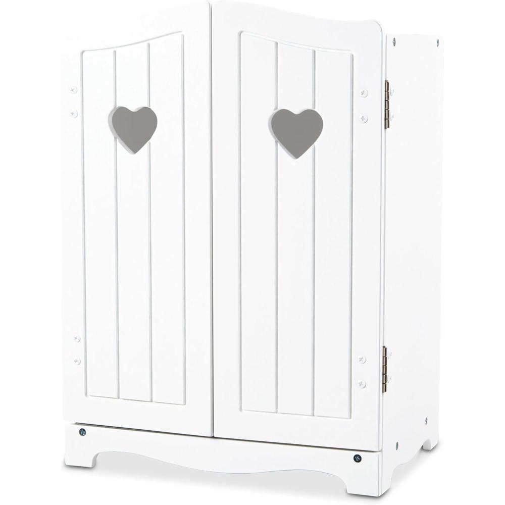 imageMelissa ampamp Doug Mine to Love Wooden Play Armoire Closet for Dolls Stuffed Animals  White 173H x 124W x 85D Assembled Wooden Pretend Play Closet Doll Wardrobe
