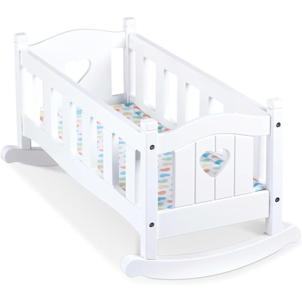 imageMelissa ampamp Doug Mine to Love Wooden Play Cradle for Dolls Stuffed Animals  White 102H x 188W x 207L Assembled