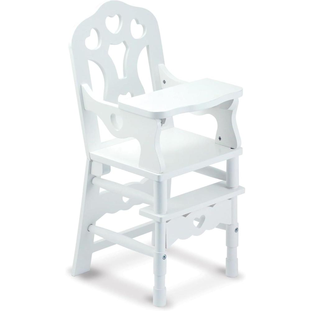 imageMelissa ampamp Doug Mine to Love Wooden Play High Chair for Dolls Stuffed Animals  White 18H x 8W x 11D Assembled Wooden Pretend Play High Chair for Dolls