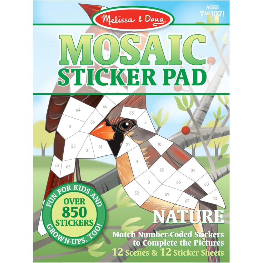 imageMelissa ampamp Doug Mosaic Sticker Pad Safari Animals 12 Color Scenes to Complete with 850 StickersNature