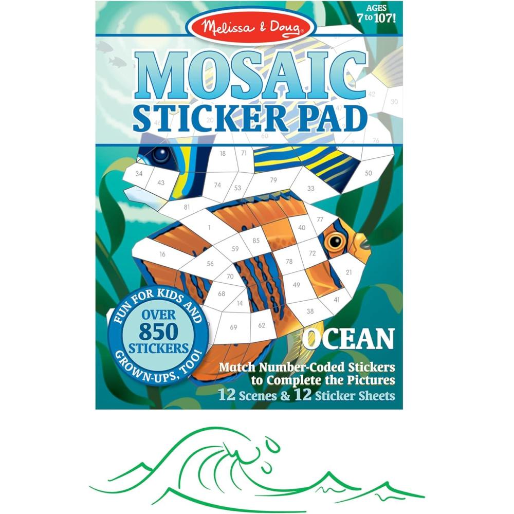 imageMelissa ampamp Doug Mosaic Sticker Pad Safari Animals 12 Color Scenes to Complete with 850 StickersOcean