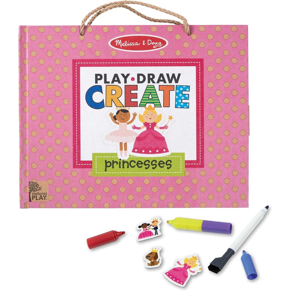 imageMelissa ampamp Doug Natural Play Play Draw Create Reusable Drawing ampamp Magnet Kit  Ocean 42 Magnets 5 DryErase Markers  FSC CertifiedPrincess