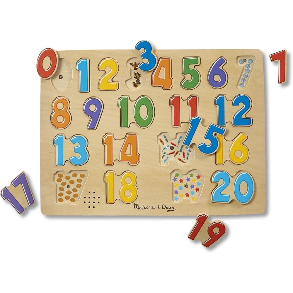 imageMelissa ampamp Doug Numbers Sound Puzzle  Wooden Puzzle with Sound Effects 21 pcs