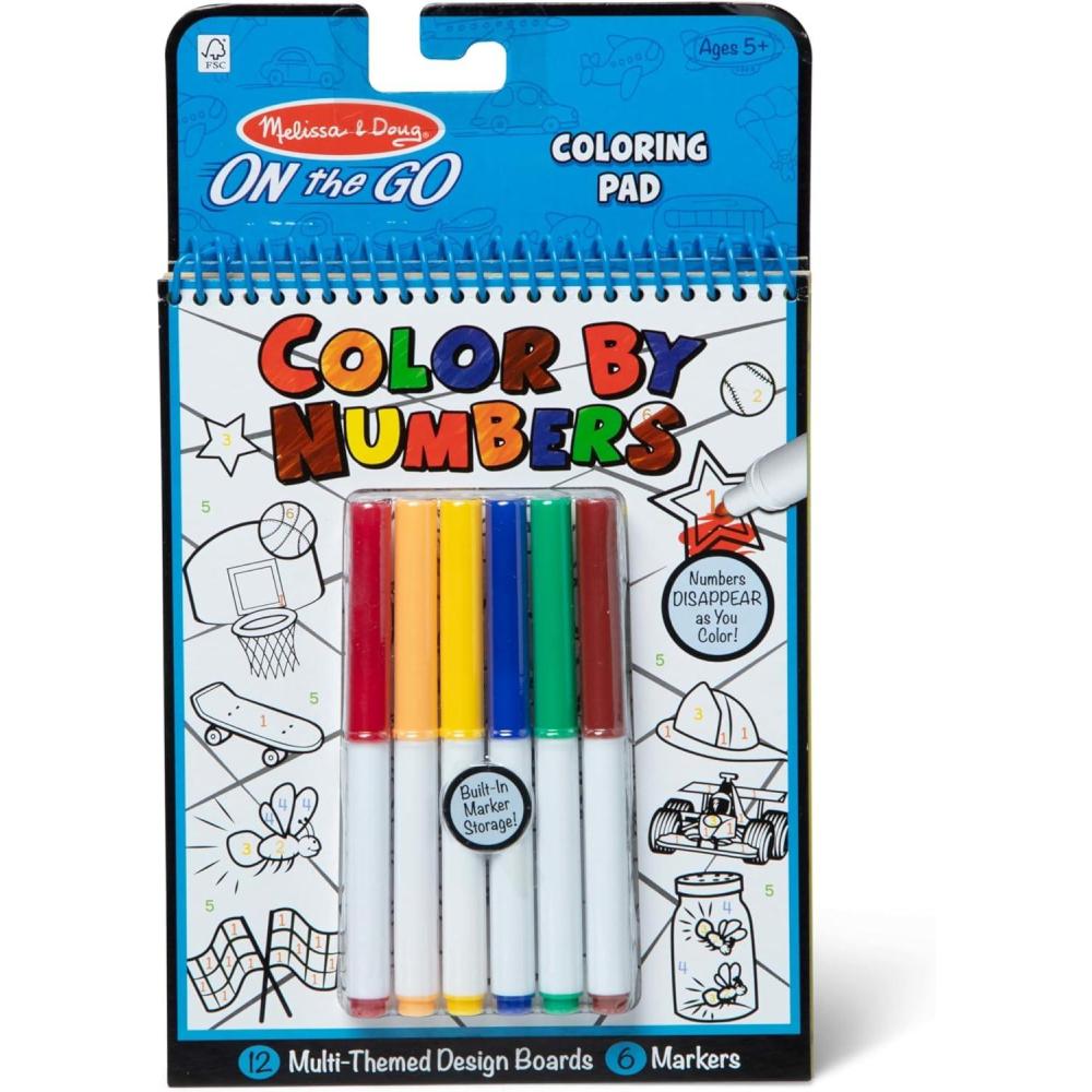 imageMelissa ampamp Doug On The Go Color by Numbers Kids Design Boards Playtime Construction Sports and More