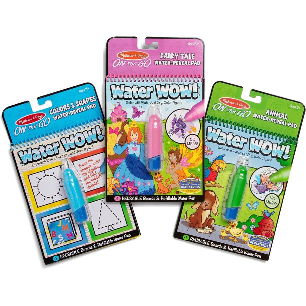 imageMelissa ampamp Doug On The Go Water Wow Reusable WaterReveal Activity Pads 3pk Colors and Shapes Fairy Tales AnimalsBundle Shapes  Fairy Tales  Animals