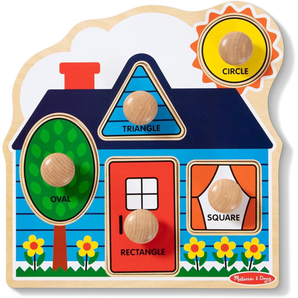 imageMelissa ampamp Doug Pets Jumbo Peg Wooden Puzzle Animal Puzzles Peg Puzzles for Toddlers Ages 1Shapes