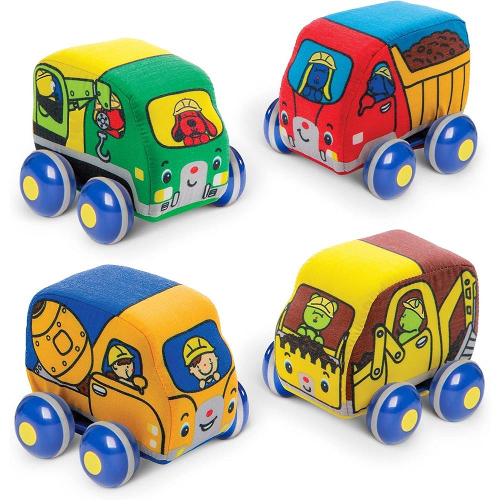 imageMelissa ampamp Doug PullBack Construction Vehicles  Soft Baby Toy Play Set of 4 VehiclesStandard Packaging