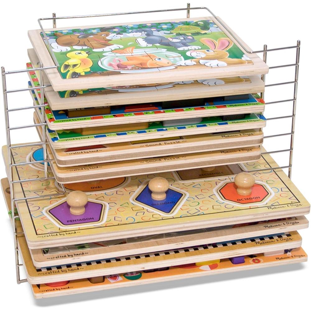 imageMelissa ampamp Doug Puzzle Storage Rack  Wire Rack Holds 12 PuzzlesDeluxe Fit