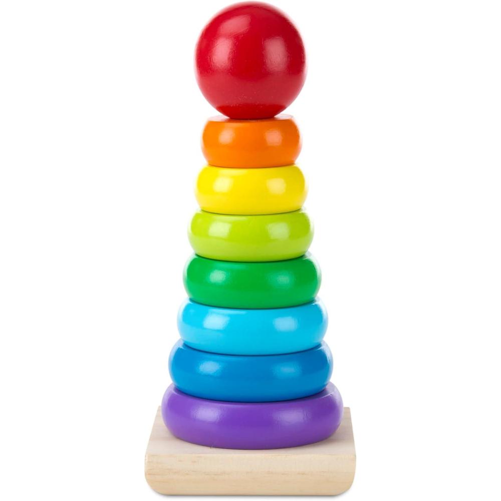 imageMelissa ampamp Doug Rainbow Stacker Wooden Ring Educational Toy  Wooden Stacking Rings Stacker Toys for Toddlers Ages 2