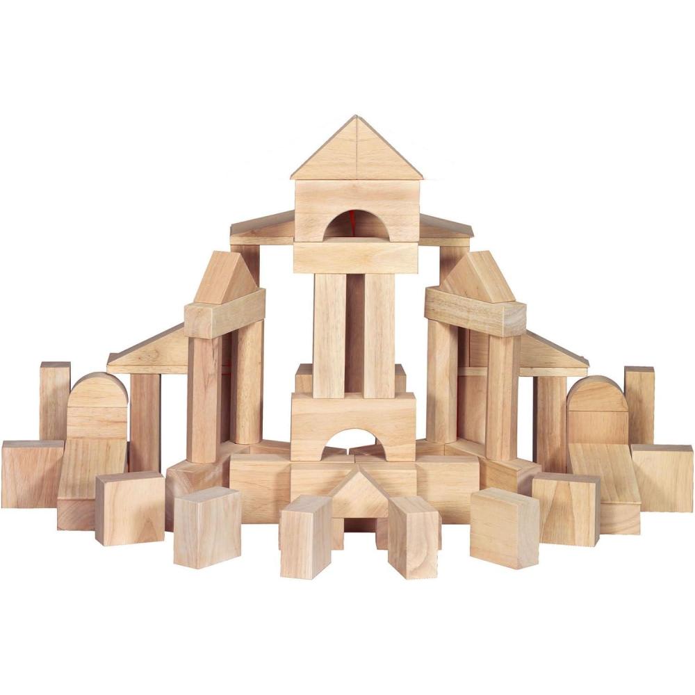 imageMelissa ampamp Doug Standard Unit SolidWood Building Blocks With Wooden Storage Tray 60 pcs