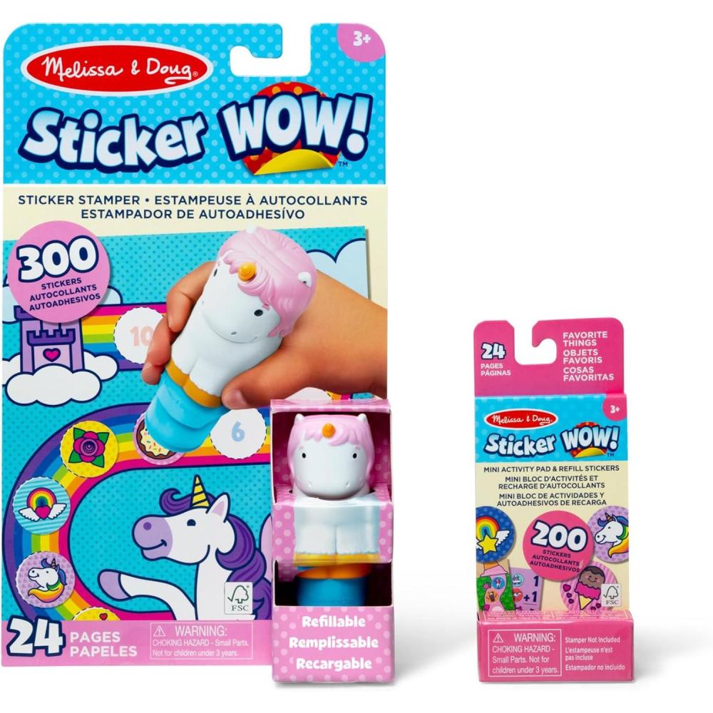 imageMelissa ampamp Doug Sticker Wow 24Page Activity Pad and Sticker Stamper 300 Stickers Arts and Crafts Fidget Toy Collectible Character  Dinosaur Creative Play Travel Toy for Girls and Boys 3Unicorn