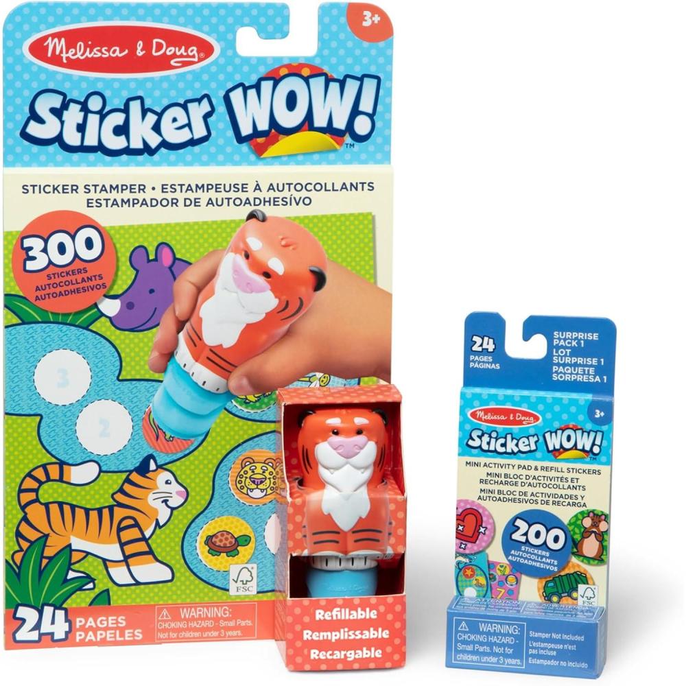 imageMelissa ampamp Doug Sticker Wow 24Page Activity Pad and Sticker Stamper 300 Stickers Arts and Crafts Fidget Toy Collectible Character  Tiger  for Kids Ages 3  FSC CertifiedTiger