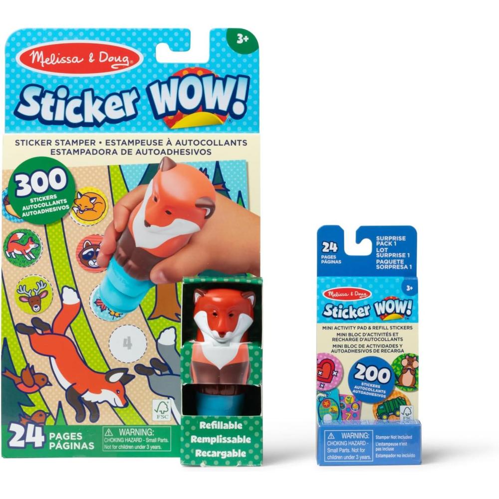 imageMelissa ampamp Doug Sticker Wow 24Page Activity Pad and Sticker Stamper 300 Stickers Arts and Crafts Fidget Toy Collectible Character  Tiger  for Kids Ages 3  FSC CertifiedFox