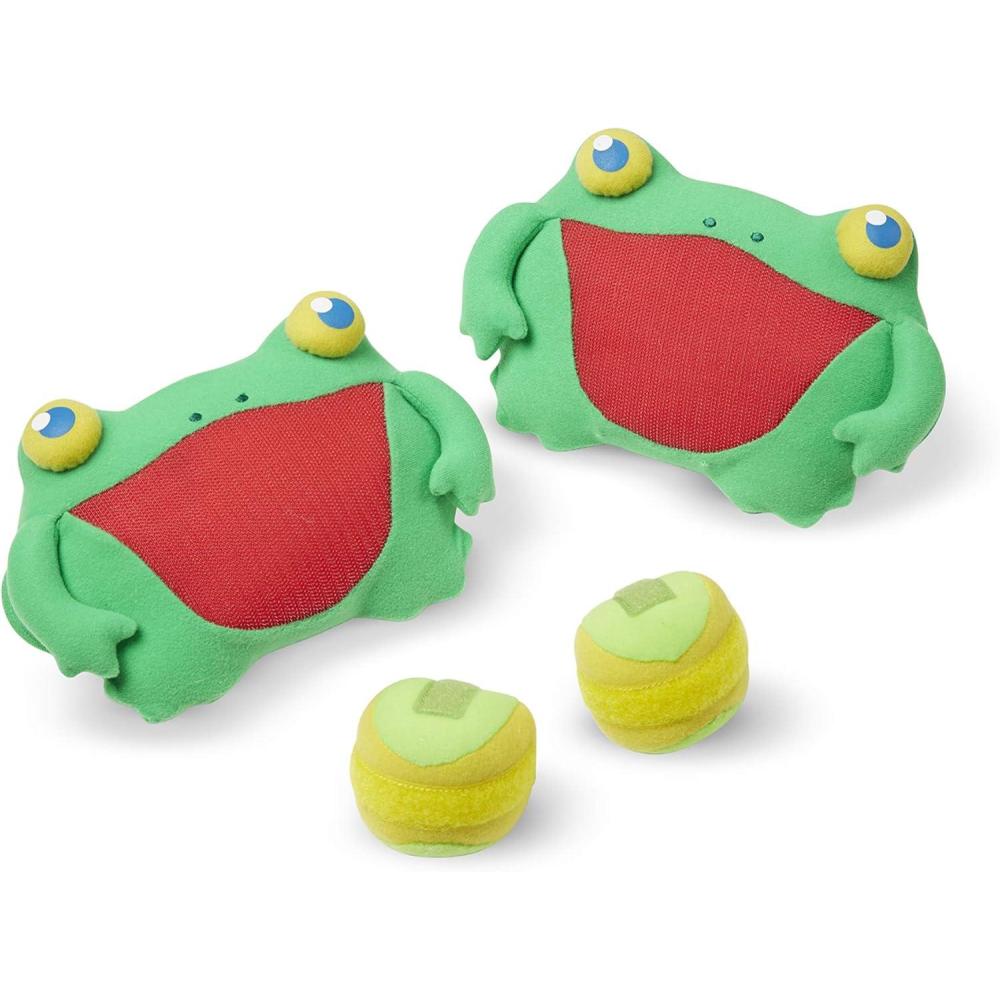 imageMelissa ampamp Doug Sunny Patch Skippy Frog Toss and Grip Action Game  2 Mitts 2 Soft Balls
