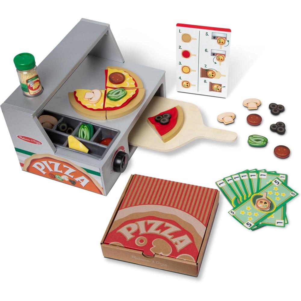 imageMelissa ampamp Doug Top ampamp Bake Wooden Pizza Counter Play Set with Play Food 41 Pcs Preschool Toy Pizza Wooden Food Set Pretend Sets For Kids Ages 3  FSCCertified  FSC CertifiedPizza
