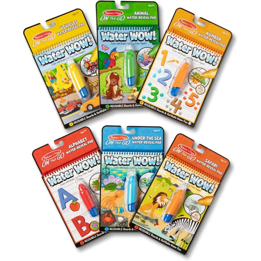 imageMelissa ampamp Doug Water Wow  Water Reveal Pad Bundle  Animals Alphabet Numbers and More  FSC Certified