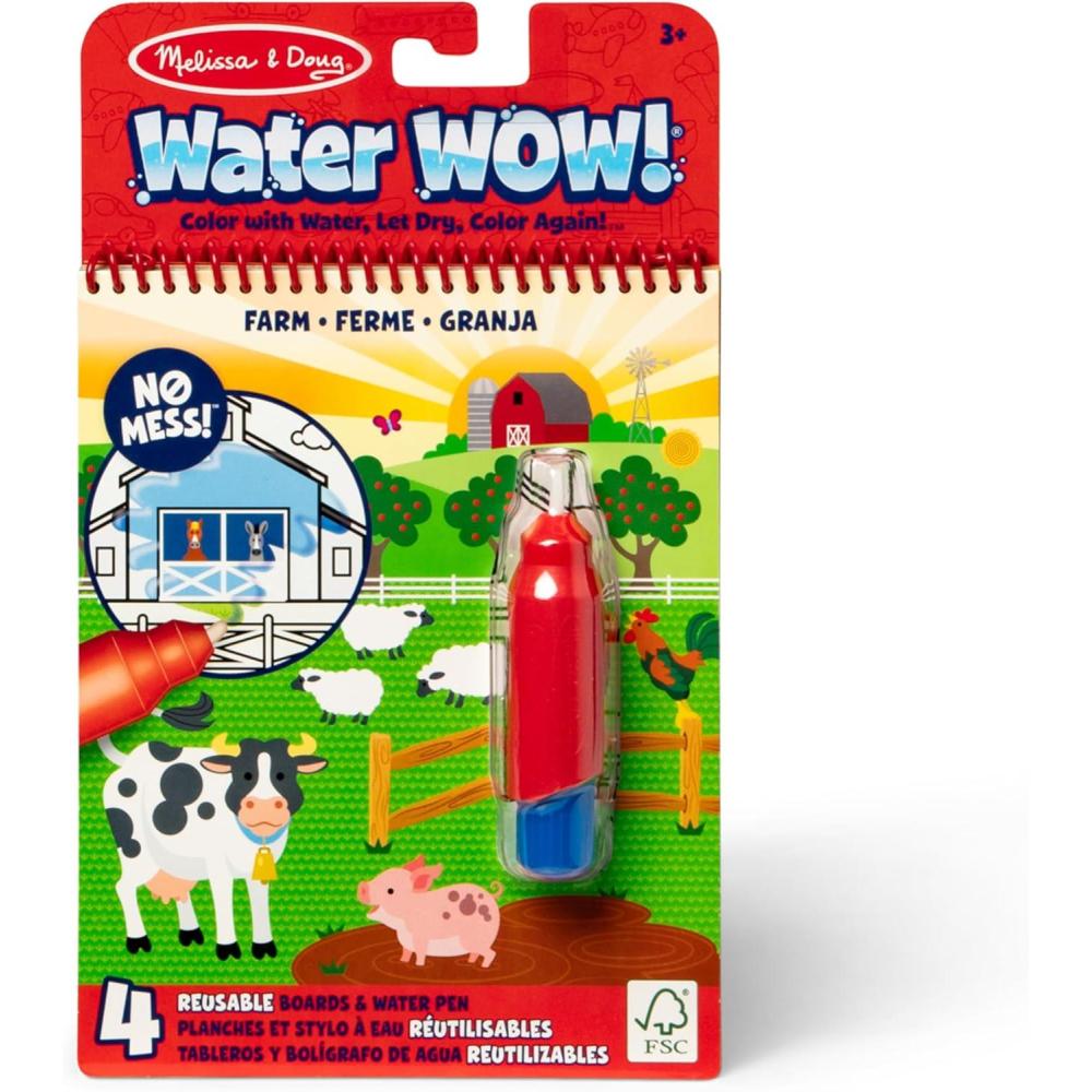 imageMelissa ampamp Doug Water Wow Mess Free Coloring Book Reusable WaterReveal Activity Pad On The Farm Travel Toys Party Favors for Toddlers ampamp Kids Ages 3Farm