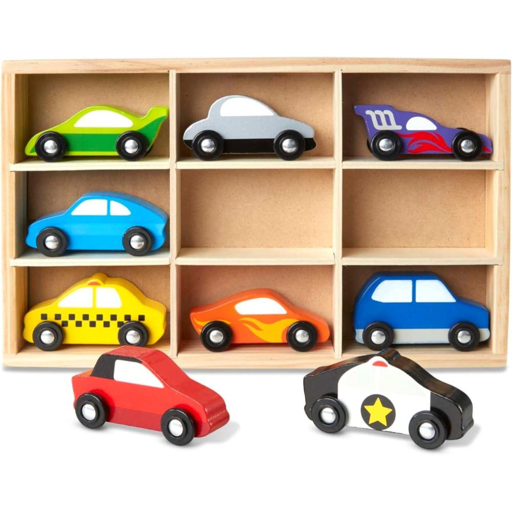 imageMelissa ampamp Doug Wooden Cars Vehicle Set in Wooden Tray