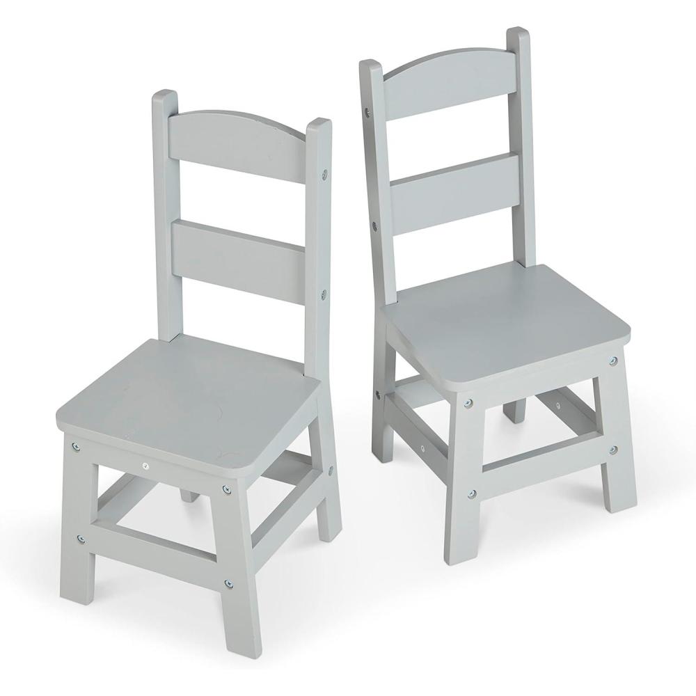 imageMelissa ampamp Doug Wooden Chairs Set of 2  White Furniture for PlayroomGrey