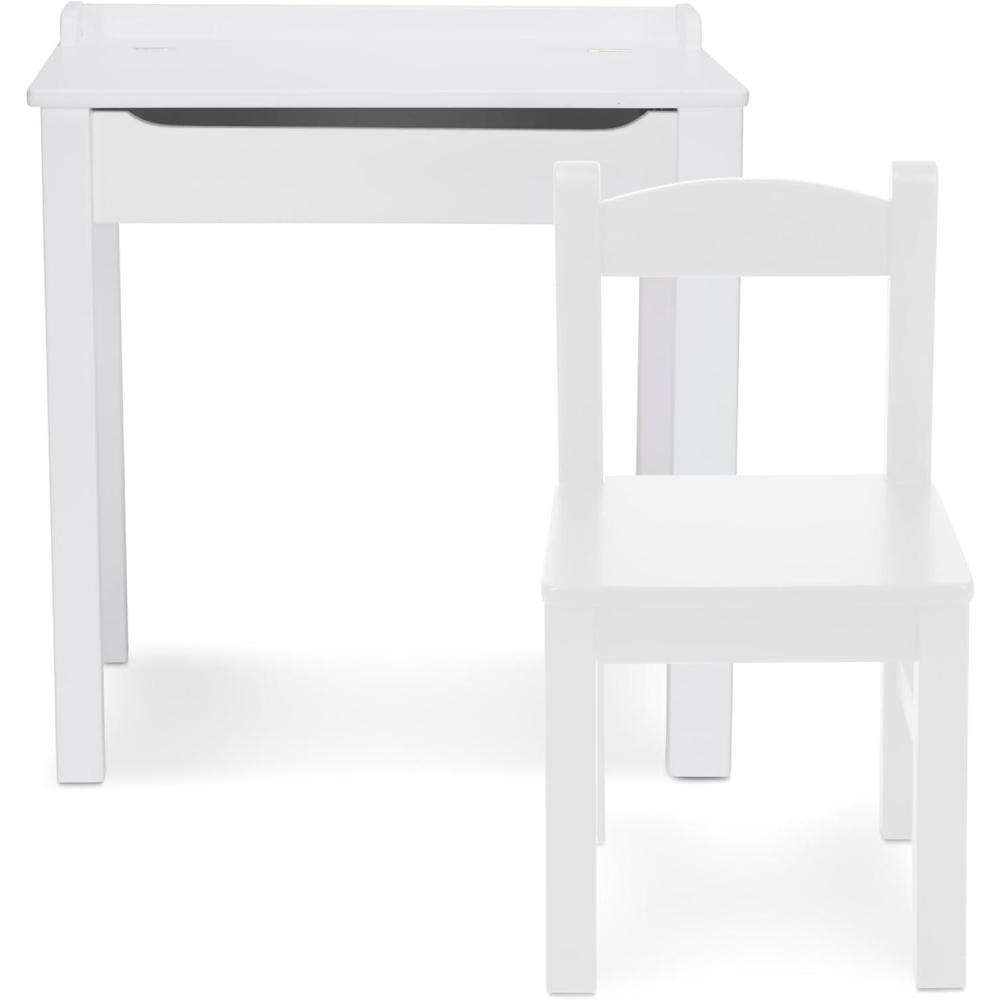 imageMelissa ampamp Doug Wooden Childs LiftTop Desk ampamp Chair  White Play Desk and Chair Set for Toddlers and Kids Ages 3