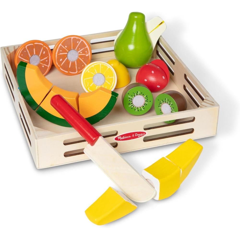 imageMelissa ampamp Doug Wooden Cutting Fruit Toy Food Set ampamp Pretend Play Kitchen Accessories Preschool Learning Toys for Girls ampamp Boys 3118 x 1085 x 195