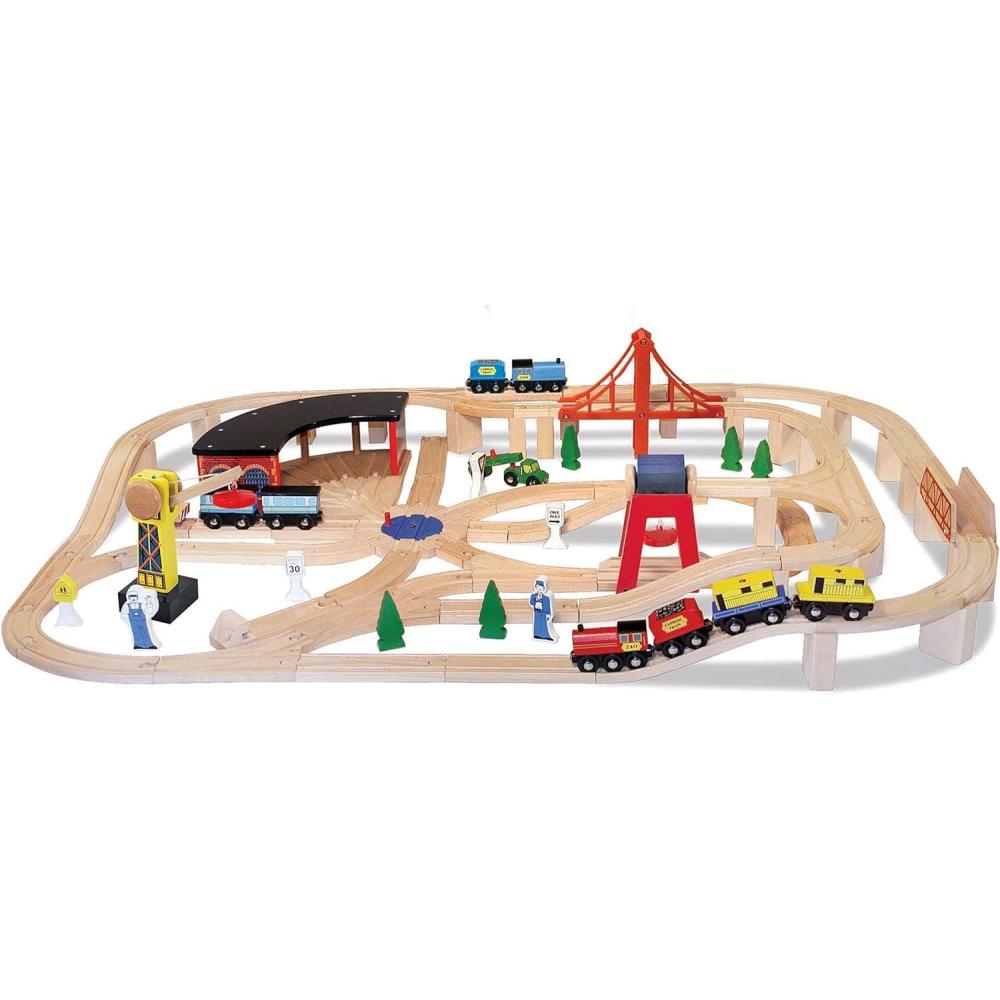 imageMelissa ampamp Doug Wooden Railway Set 130 PiecesFrustrationFree Packaging