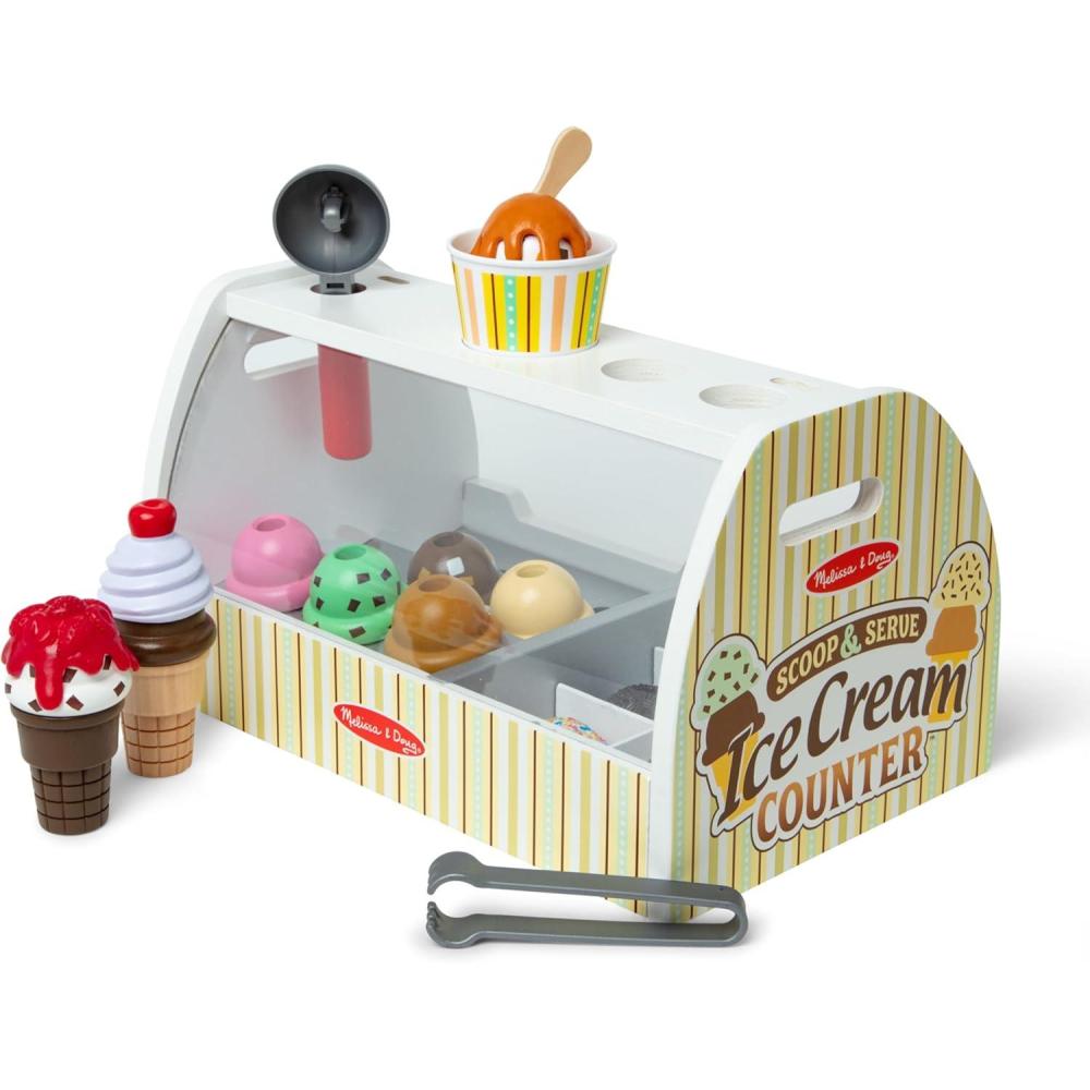 imageMelissa ampamp Doug Wooden Scoop ampamp Serve Ice Cream Counter Pretend Play Store 28 Toy Food ampamp Play Kitchen Accessories Preschool Toys for Girls ampamp Boys 3Scoop  Serve Ice Cream Counter