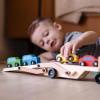 imageMelissa ampamp Doug Car Carrier Truck and Cars Wooden Toy Set with 1 Truck and 4 Cars 575quot x 12quot x 3quotEnglish Only