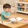 imageMelissa ampamp Doug Deluxe Happy Handle Stamp Set with 10 Stamps 5 Colored Pencils and 6Color Washable Ink Pad