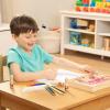 imageMelissa ampamp Doug Deluxe Happy Handle Stamp Set with 10 Stamps 5 Colored Pencils and 6Color Washable Ink Pad