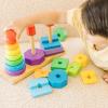 imageMelissa ampamp Doug Geometric Stacker  Wooden Educational Toy25 countpack of 1Geometric
