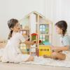 imageMelissa ampamp Doug HiRise Wooden Dollhouse with 15 pcs Furniture  Garage and Working Elevator