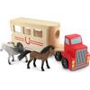 imageMelissa ampamp Doug Horse Carrier Wooden Vehicle Play Set with 2 Flocked Horses and PullDown Ramp