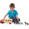 imageMelissa ampamp Doug Horse Carrier Wooden Vehicle Play Set with 2 Flocked Horses and PullDown Ramp