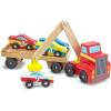 imageMelissa ampamp Doug Magnetic Car Loader Wooden Toy Set with 4 Cars and 1 SemiTrailer Truck Crane Wooden Toy Vehicle Toys for Kids Ages 3