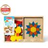 imageMelissa ampamp Doug Pattern Blocks and Boards with 120 MultiColored Wooden Shape Tiles 5 DoubleSided Puzzle Boards Tangram Puzzles Montessori Toys for Girls ampamp BoysStandard