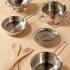 imageMelissa ampamp Doug Stainless Steel Pots ampamp Pans 8 Piece Play Kitchen Set Premium Play Kitchen Accessories ampamp Cooking Utensils Preschool Toys for Kids 3