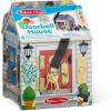 imageMelissa ampamp Doug TakeAlong Wooden Doorbell Dollhouse  Doorbell Sounds Keys 4 Poseable Wooden Dolls Portable Doll House Doorbell House for Kids Ages 3