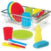 imageMelissa ampamp Doug Wash and Dry Dish Set  24 Pieces Kids Play Dishes Play Kitchen Accessories Toy Dishes for Kids Kitchen Ages 3Dish Set