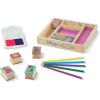 imageMelissa ampamp Doug Disney Princess Wooden Stamp Set 9 Stamps 5 Colored Pencils and 2Color Stamp Pad Disney Princess Coloring Stamps with Washable Ink for Kids Ages 4Disney Princess